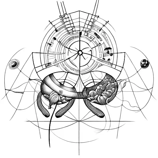 concept tattoo including astronomy, mythology art, anatomy, and caffeine molecule  tattoo design idea