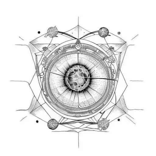 concept tattoo including astronomy, mythology art, anatomy, and caffeine molecule  tattoo design idea