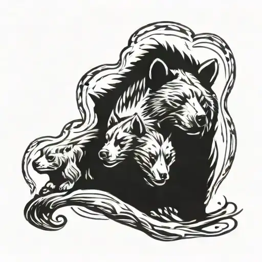 wise hunter and momma bear paw tattoo design idea