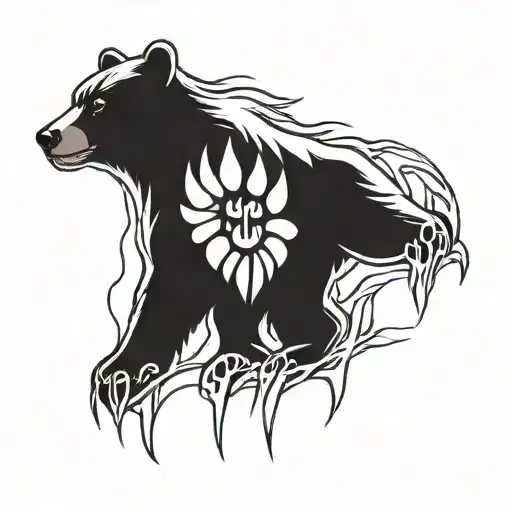 wise hunter and momma bear paw print   tattoo design idea