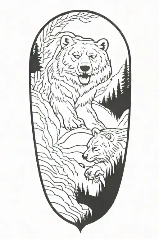 wise hunter and momma bear paw tattoo design idea