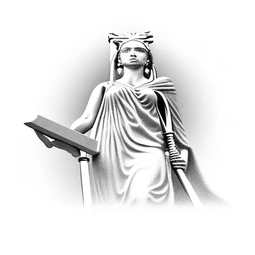 lady justice statue black and white