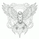 eagle wing spread with a forest emerging between the feathers in the center tattoo design idea
