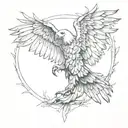 eagle wing spread with a forest emerging between the feathers in the center tattoo design idea
