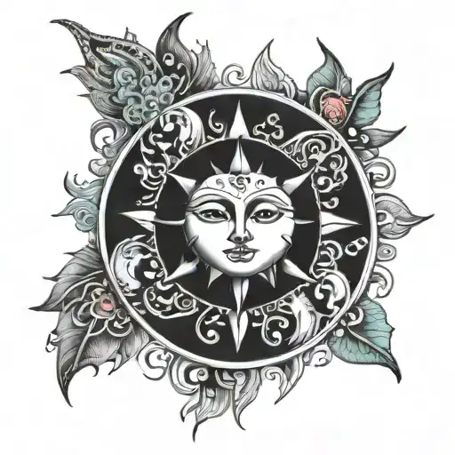 sun and moon mandala tattoo design idea
