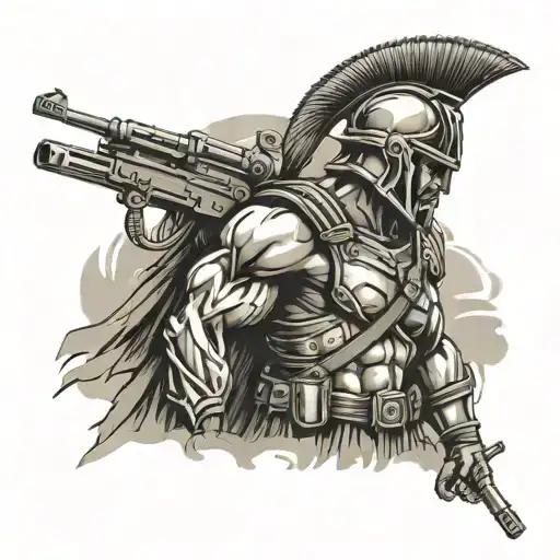 infantry soldier standing, spartan warrior tattoo design idea