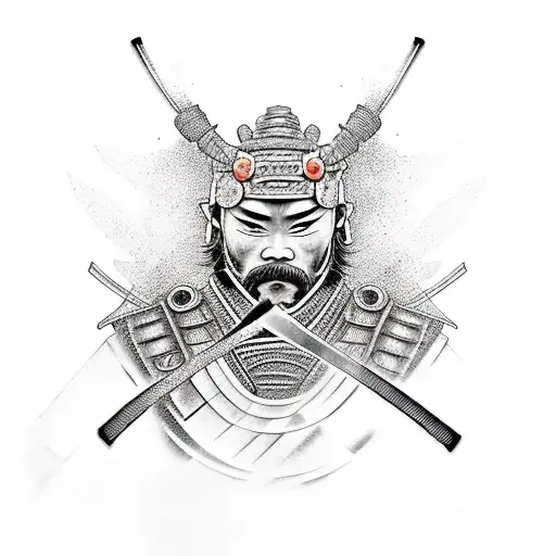 Samurai con  kimono tattoo design idea