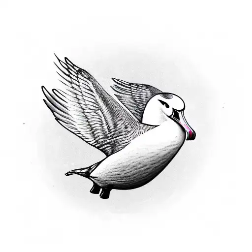 albatross bird that flying away flapping its wings tattoo design idea