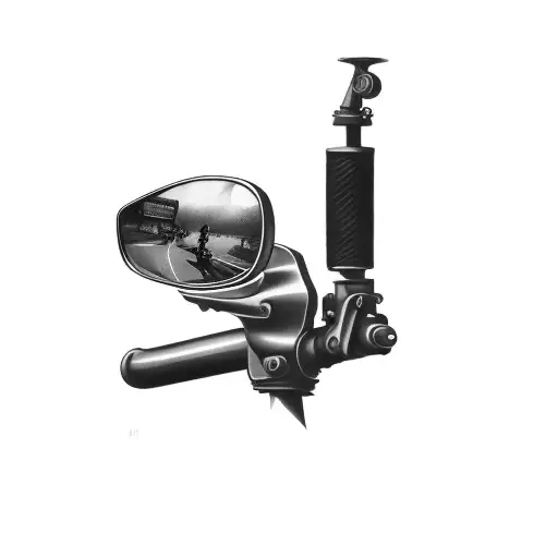 a motorcycle with a rear view mirror tattoo design idea
