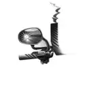 Harley soft tail headlights reflecting in road glide mirror tattoo design idea