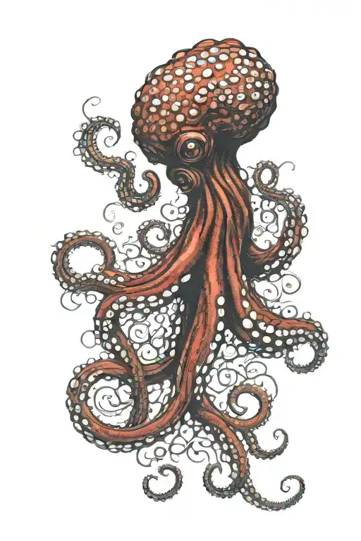 red octopus wrapping its tentacles tattoo design idea
