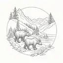 bear, moose and beaver mountain scene tattoo design tattoo design idea