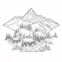 bear, moose and beaver mountain scene tattoo design tattoo design idea