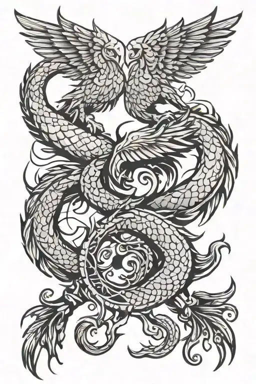 Scorpion Eagle Phoenix tattoo design idea