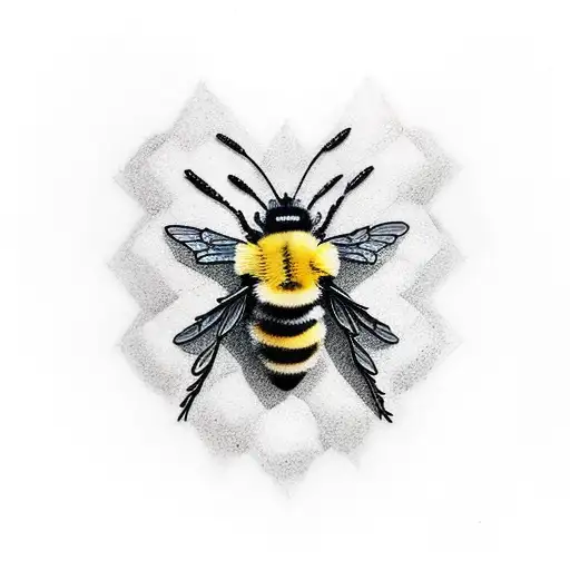 bumblebee with flowers and honeycombs  tattoo design idea