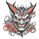 Japanese devil face chest tattoo   tattoo design idea