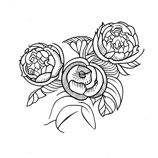 birth flowers of January, April, November, and December tattoo design idea