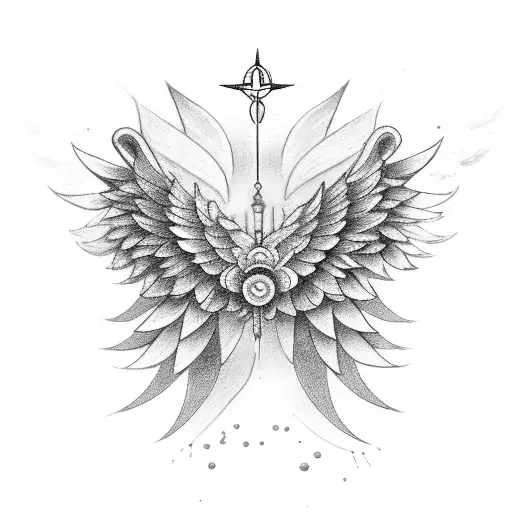 Poppy flower  Angel Wings  Aquarius (star constellation) Greek Mythology  Egyptian mythology  Japanese style tattoo tattoo design idea