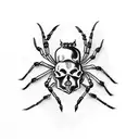 spider with skull tattoo design idea