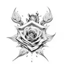 dark messiah with fire roses tattoo design idea
