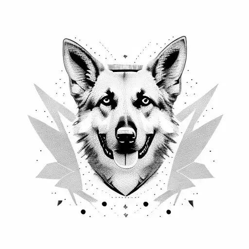 cute german shepherd full body tattoo design idea