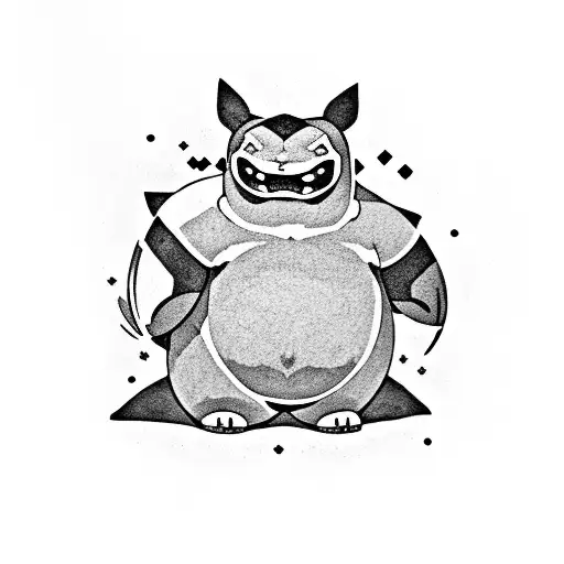 snorlax in juggernaut armor tattoo design idea