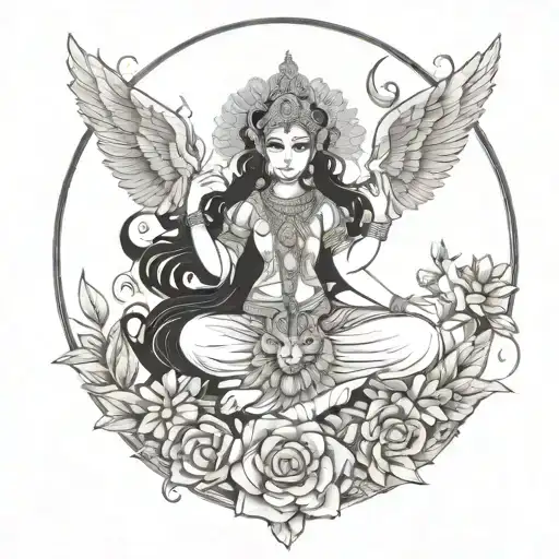 I want a tattoo of Goddess Durga and Persephone but I don't want them combined, I want them like half Durga the half per tattoo design idea