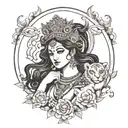 I want a tattoo of Goddess Durga and Persephone but I don't want them combined, I want them like half Durga the half per tattoo design idea