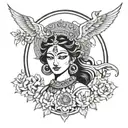 I want a tattoo of Goddess Durga and Persephone but I don't want them combined, I want them like half Durga the half per tattoo design idea