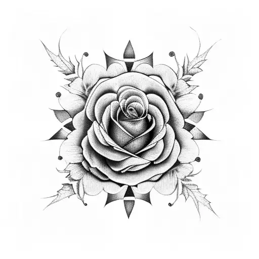 rose and thistle entwined tattoo design idea