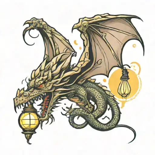 dragon and light bulb tattoo design idea