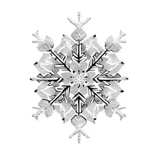Snowflake surrounded by pine needles tattoo design idea