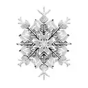 Snowflake surrounded by pine needles tattoo design idea