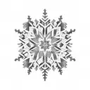 Snowflake surrounded by pine needles tattoo design idea