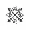 Snowflake surrounded by pine needles tattoo design idea