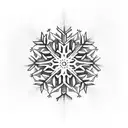 Snowflake surrounded by pine needles tattoo design idea