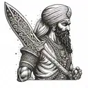 sikh warrior wielding a sword tattoo design idea