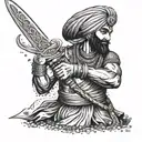 sikh warrior wielding a sword tattoo design idea