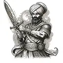 sikh warrior wielding a sword tattoo design idea