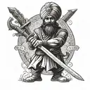 sikh warrior wielding a sword tattoo design idea