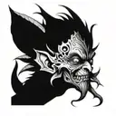 biomechanical goblin tattoo design idea