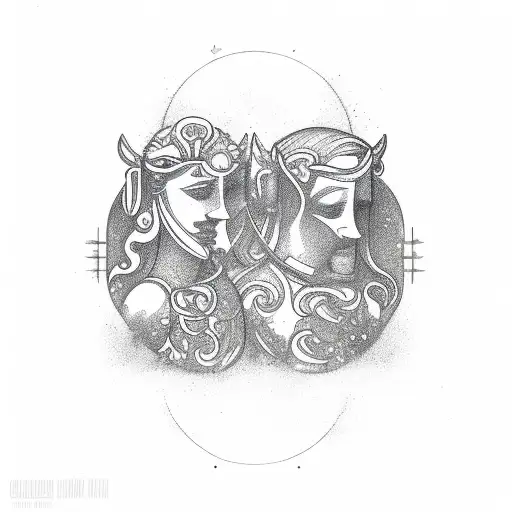 gemini sign with leo flower sign with gemini flower sign tattoo design idea