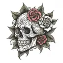 skull and roses tattoo design idea