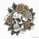 skull and roses tattoo design idea