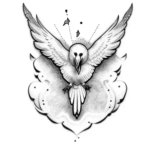 raven and white dove tattoo design idea