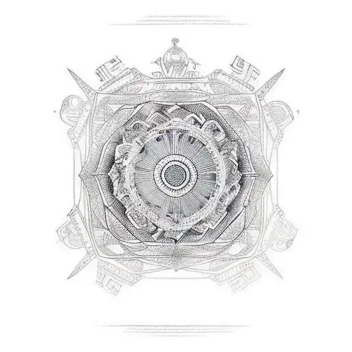 Veni Vedi Vici enclosed in a geometric mandala tattoo design idea