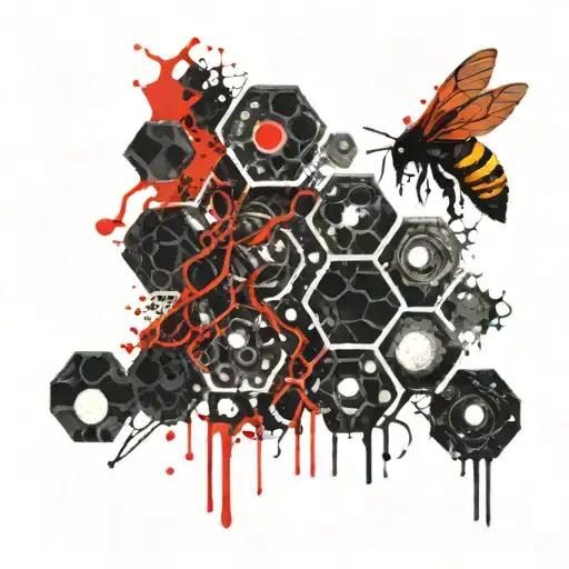 honey comb without bees tattoo design idea