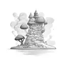 tiny island and text written "Ada" tattoo design idea