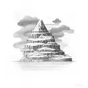 tiny island and text written "Ada" tattoo design idea