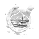 tiny island and text written "Ada" tattoo design idea